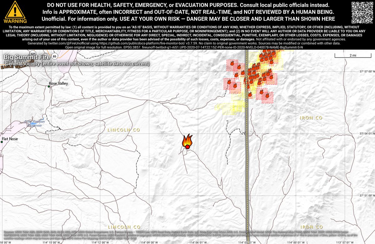 UtahNevFireBot's tweet image. #BigSummitFire 🔥 unofficial, automated update.
~8mi SE of Ursine, NV. ⚠️ DO NOT USE FOR SAFETY PURPOSES - See officials instead. May be incorrect; disclaimers in images.