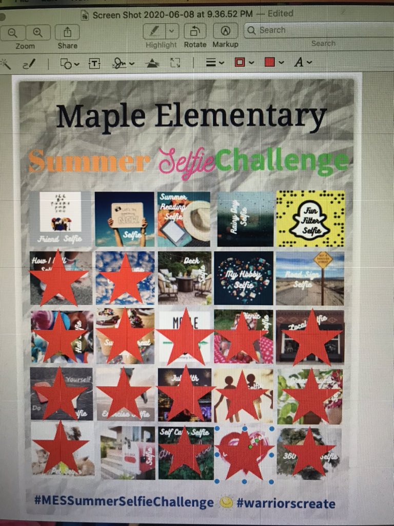 McWhinnieTeach's tweet photo. #MESSummerSelfieChallenge Part 2 for the week. Act of kindness selfie-sending some love and treats to Blake’s summer school teacher. #warriorscreate @renathunderhawk 2 Bingos! https://t.co/mNRQ9zhYFw