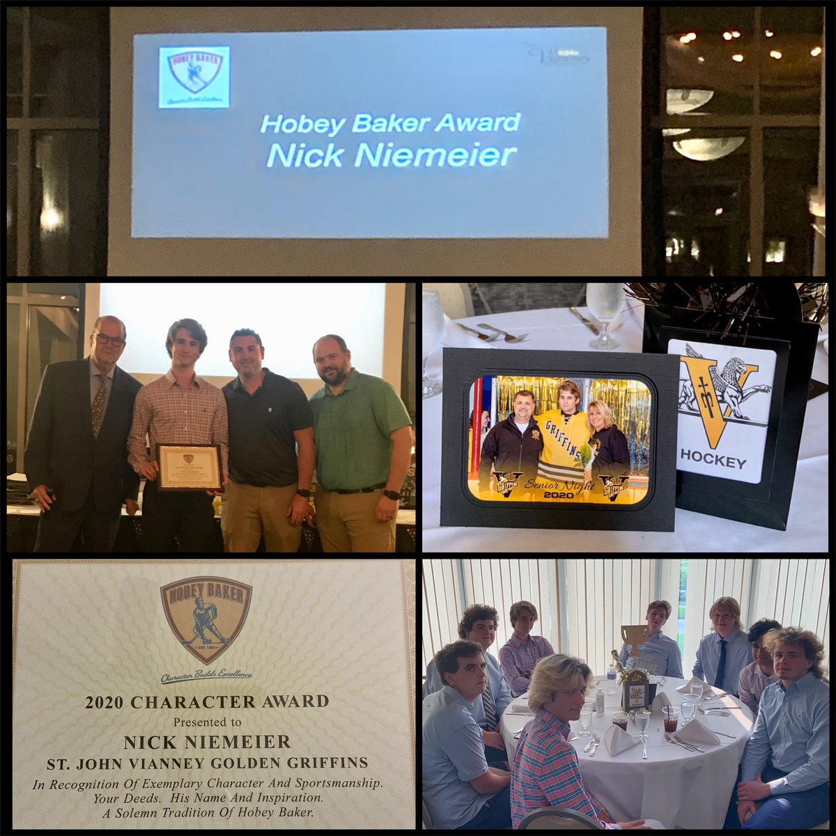 lniemeier10's tweet photo. Last Vianney HS hockey banquet 2020. I am so thankful for the friendships and memories that will be cherished forever. Nick was awarded the Hobey Baker award. Sad to see it come to an end but blessed to be a part of this amazing, crazy and fun hockey family. @n_niemeier1 #VHTID https://t.co/USE1DYWtwW