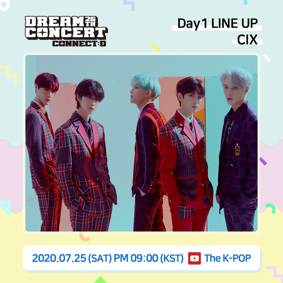 dreamconcertkr's tweet photo. [#드림콘서트]🌟제26회 드림콘서트 CONNECT:D - 2020.07.25(SAT) DAY 1 라인업을 공개합니다! 🥳👏🏻
⠀
✨ #CIX #씨아이엑스 ✨
⠀
#드림콘서트 #드콘 #DREAMCONCERT #BX  #승훈  #배진영  #용희  #현석 https://t.co/8Ak21pbbP7