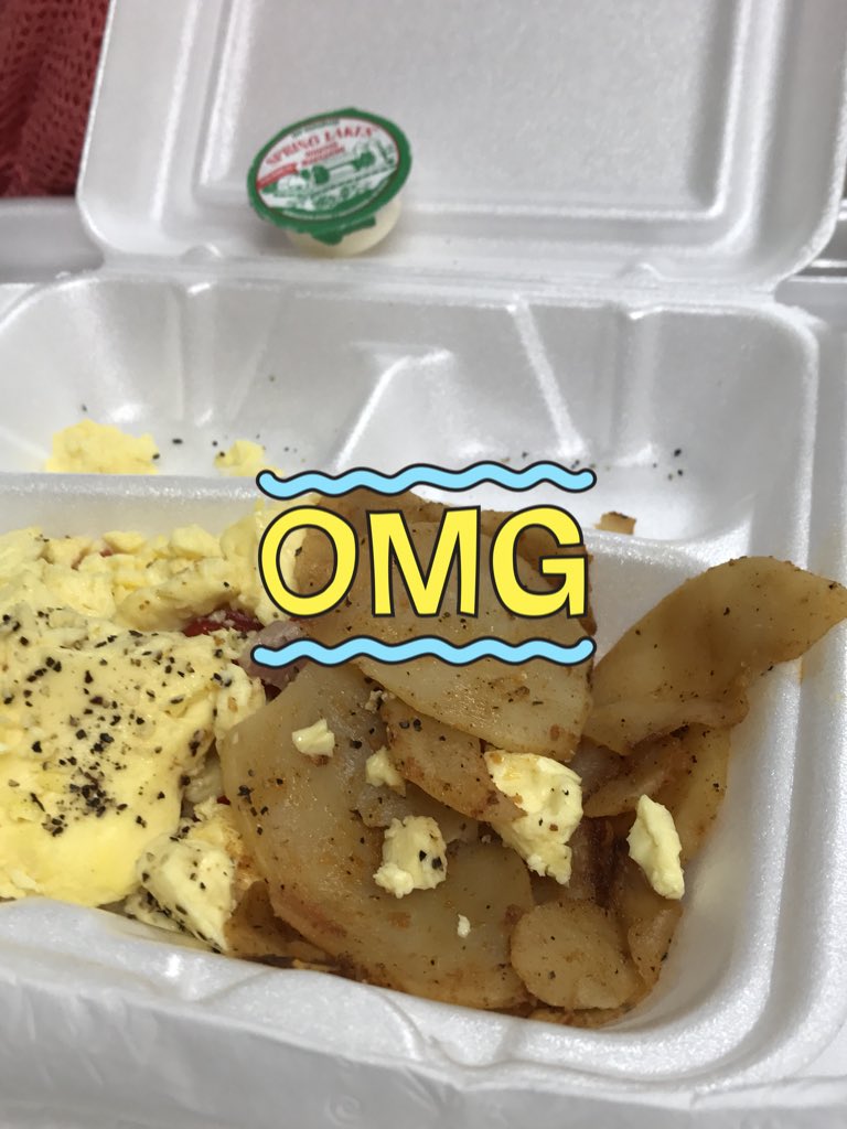 Breakfast 🍳 in the hospital...well, if I get sick at least I don't have to go far...😳no bread 🍞 for the fake butter...