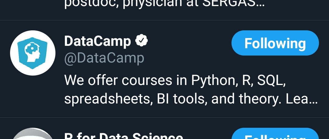 analytics_post's tweet image. See who's like this tweet?👇
It's #DataCamp ...!
Means it's a clear challenge for @rstudio 
The #Road is Clear for #Rstudio & @RStudioEDU 
I hope @rstudio will give reply on this.!
@rstudiotips #RStats @R4DScommunity @Abcd_R @hadleywickham @rstudiodaily
@Rbloggers @erum2020_conf