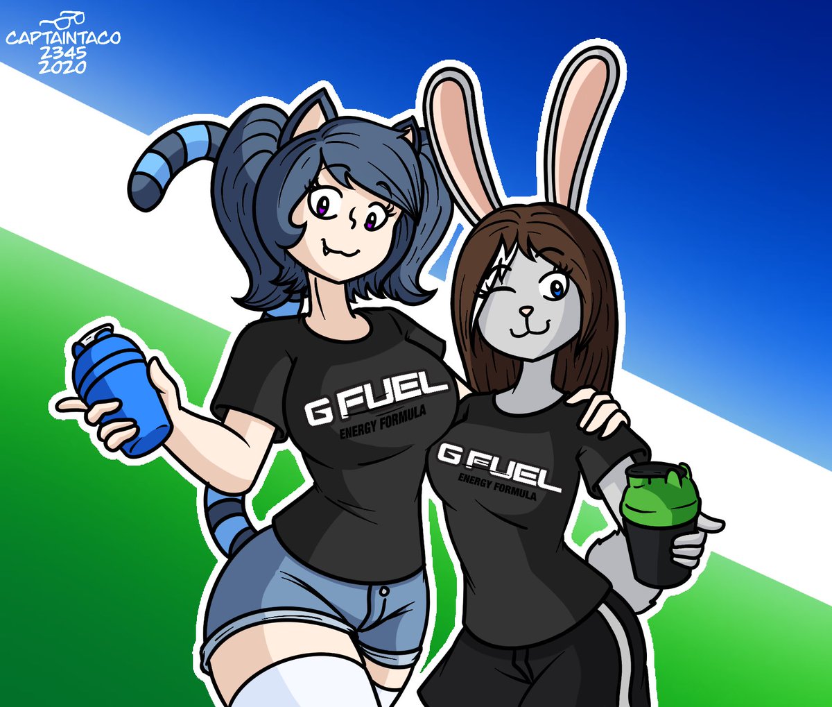 Kira and @dickmanNSFW's Meg both drink @GFuelEnergy when they're gaming