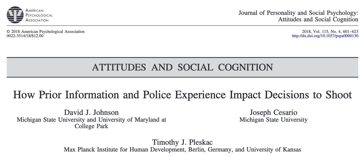527/ "Officers also showed a prior bias to shoot Black men when no dispatch information was provided...Although most officers showed some anti-Black prior bias, certain officers showed up to four times as much bias as the group average."
