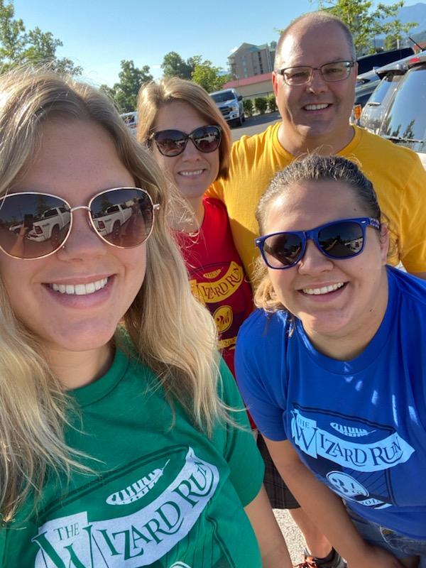 PatJes's tweet photo. We did a virtual 5K by picking our own time/location. We chose to hike Grotto Falls in the Great Smoky Mountains and finish off the trail with a little exploration. We saved our shirts for the next day - post showers. #HOT #wizardrunvirtual https://t.co/OuGMuBTBvJ