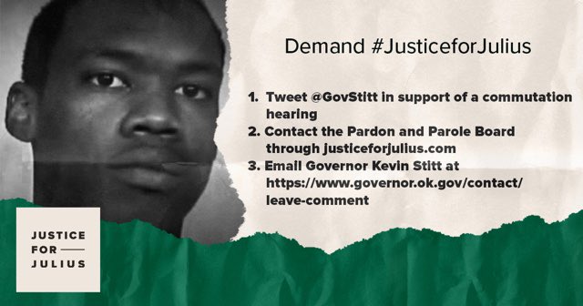 KimKardashian's tweet photo. If you watched the @ABC2020 special on Julius Jones and want to help save an innocent man's life, contact @GovStitt or email the Pardon and Parole Board at https://t.co/uZOErJHFDB. Ask them to give Julius a commutation hearing and a chance to tell his story #JusticeforJulius https://t.co/GxWlSe3mg3