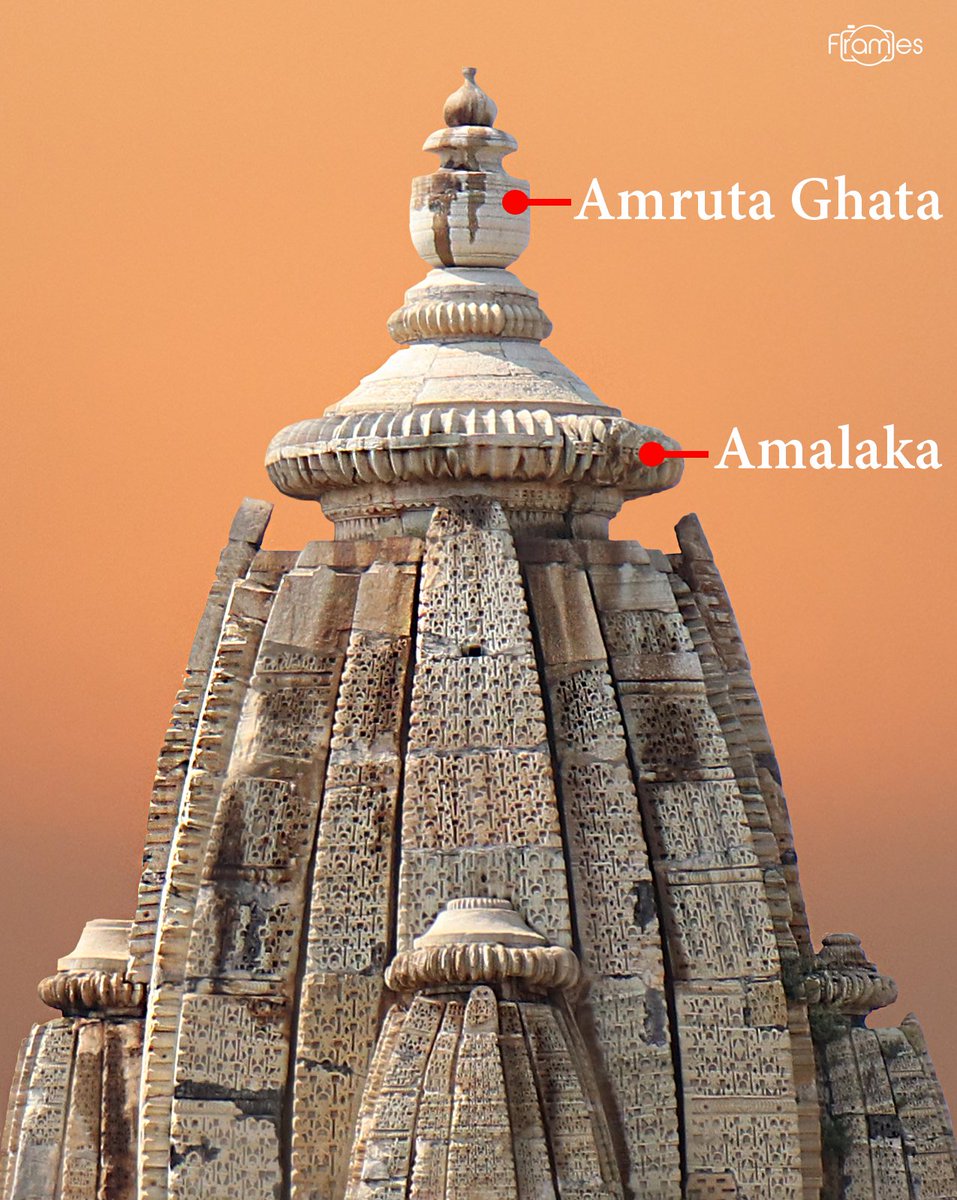 “Amalaka” is one of the important elements of Temple Shikhara (Tower) in Nagara Shaili usually found in Uttara Bharatha. "अमलाका" नागरा शिला में मंदिर शिखर के महत्वपूर्ण तत्वों में से एक है जो आमतौर पर उत्तर भारत में पाया जाता है। @ReclaimTemples  @punarutthana  @LostTemple7