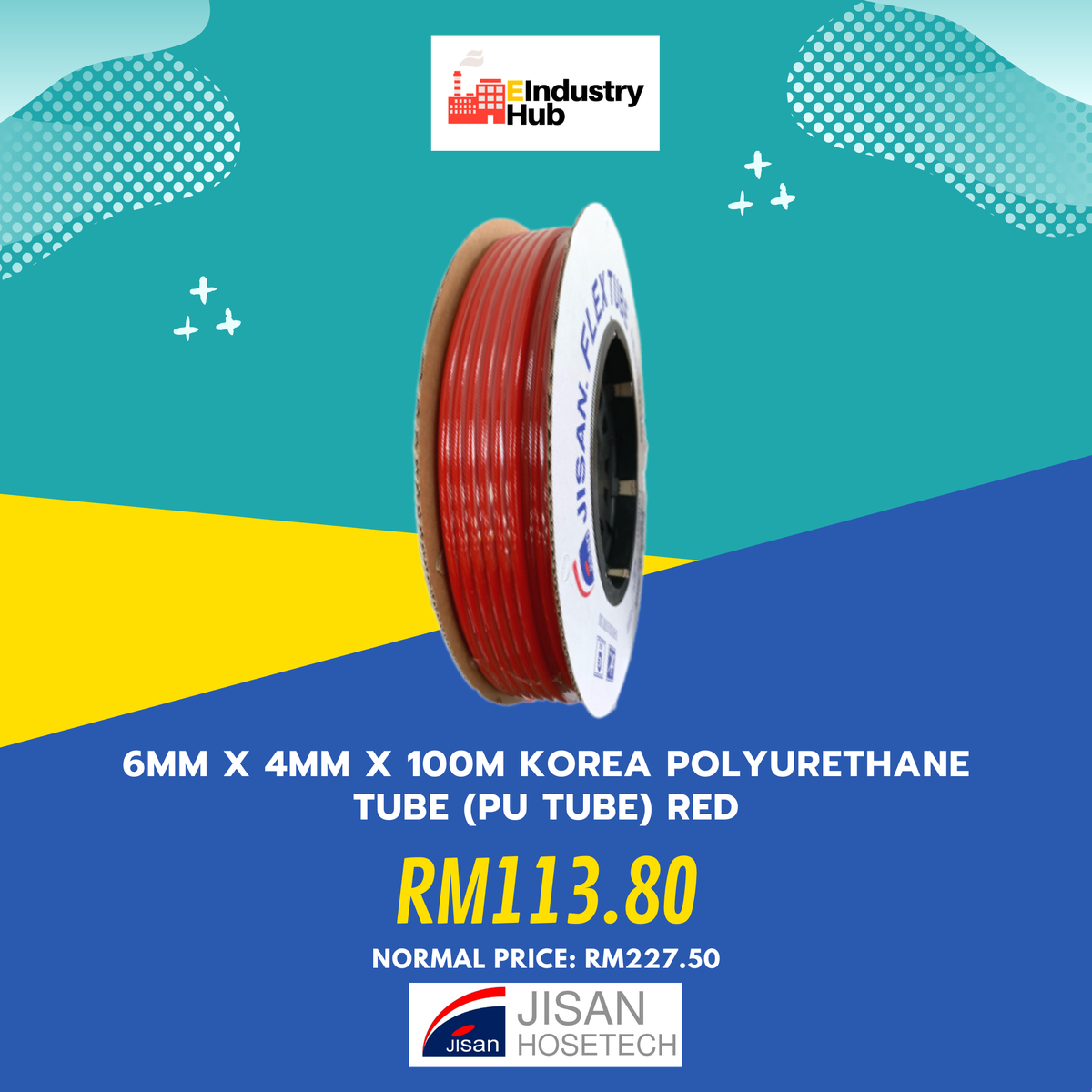 EIndustryHub's tweet photo. ⚫️ NEW PRODUCT: 6mm X 4mm X 100m Korea Polyurethane Tube (PU Tube) Red Air Compressor Hose Tube
⠀
Here are the highlights of the product:-⠀
▶️Temperature: -20°C~80°C
▶️ Max Working Pressure: 8bar
⠀
SHOP NOW >> https://t.co/x6paok9U5a
#PUTube #EIndustryHub #JISAN https://t.co/Di1nwUUZKS