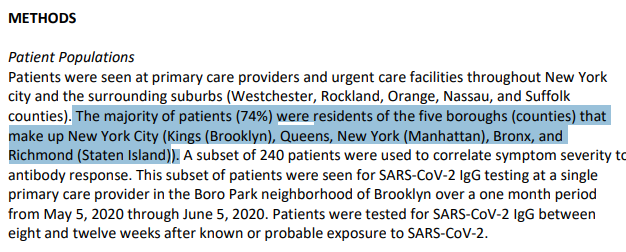 14/n Moreover, in the example highlighted above, the IFR calculated is for Brooklyn, but this was only true for a tiny subset of 240 patients in this 28,523 patient study. The IFR calculation should've been for the whole of NYC, not just Brooklyn!