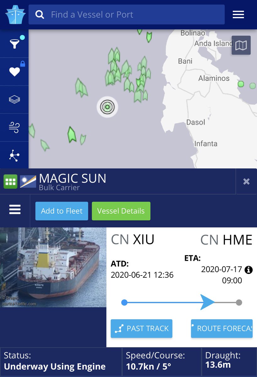 StockDisick's tweet photo. $CTRM in action! Castor Maritime Inc owns 3 vessels (Magic Moon, Magic Sun, and Magic P). They just purchased a new Panamax which will be out at sea sometime in August. They only owned 1 ship when they IPO’d 1 year ago!

Live screenshots of our 3 vessels locations out at sea rn. https://t.co/z9eyf9bpHy