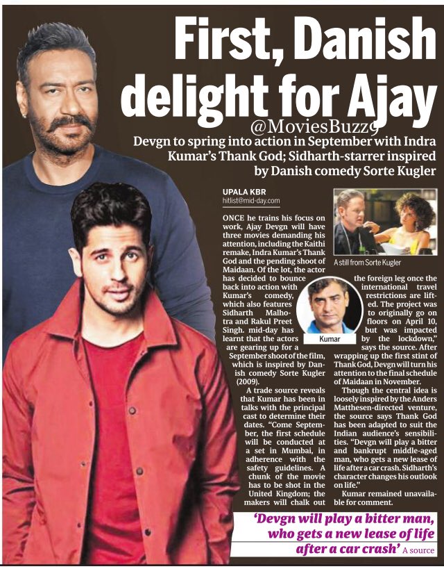 TasawarKhan89's tweet photo. #AjayDevgn to get back into action with IndraKumar's #ThankGod in September
@ajayDevgn to spring into action in September with #IndraKumar's #ThankGod; #SidharthMalhotra -starrer inspired by Danish comedy #SorteKugler
@SidMalhotra
@Indra_kumar_9
https://t.co/9XdQauJGCp