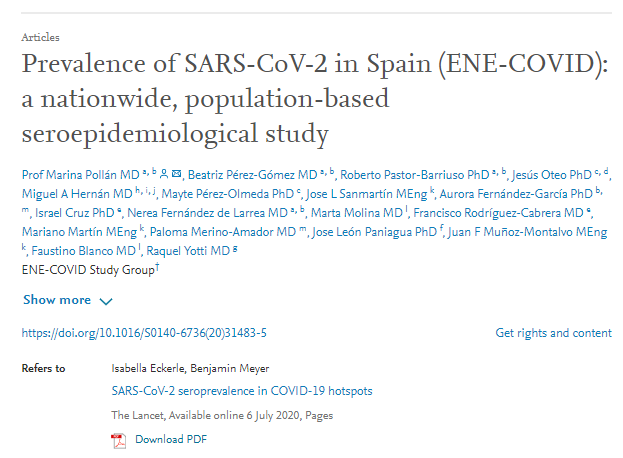 20/n Similarly, we have two estimates from Spain. One is the ENE-COVID study, a rigorous randomized seroprevalence study that is the envy of the worldThe other is a non-random sample of pregnant women at one place in BarcelonaThese are given EQUAL WEIGHTS in the analysis