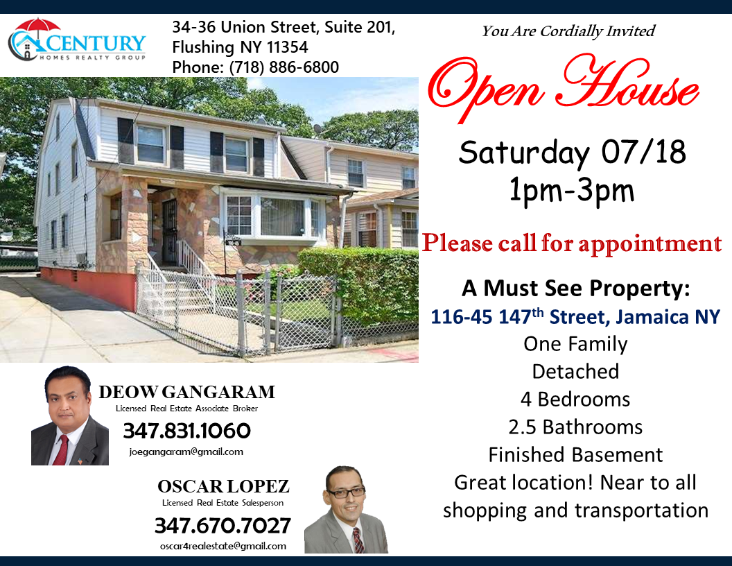 Open House! Saturday 07/18/2020, 1pm to 3pm. Please call for appointment! See you there!

#openhouse #richmondhill #kitchen #propertiesforsale #properties #queensforsale #homes #house #realestate #centuryhomesrealty #realestatelife #realestateforsale #realtor #queens #jamaica