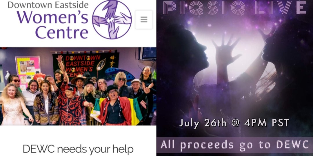 Help raise $ for the Downtown Eastside Women's Centre in Vancouver! They provide practical support to over 500 women, children and seniors, every day.

$10 tickets for our online interactive concert July 26th @ 4pm PST. All proceeds will go to the DEWC.
 sidedooraccess.com/shows/qer8jiQ3…