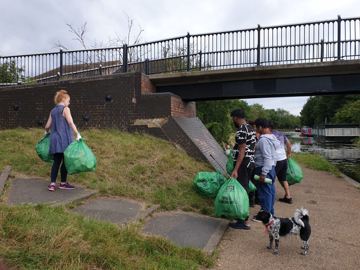 OurSouthall_'s tweet photo. We were very pleased to come together with sister litter picking group @CanLager from Hanwell who came to the Spikes Bridge Canal side #Southall (the location which featured on our last video) to litter pick together on Tuesday 14/7/20 at 5.30 pm. #OurSouthall @CanalRiverTrust https://t.co/BNCDMkJTNa