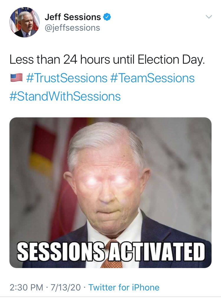 1/ WHY I  #TRUSTSESSIONSOr Why he was *supposed* to lose the Republican PrimaryYou all saw what  @jeffsessions tweeted - it contained TWO Q quotesA day before that,  @POTUS  @realDonaldTrump used a Timestamp that lead to the “Silent Assassin” DropBut one main point...