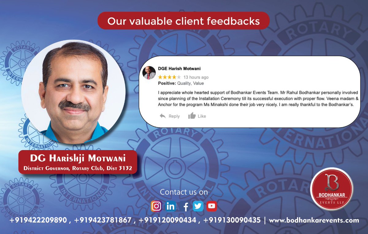 Testimonial in #lockdown #virtual_event .. Thanks Harish Motwani Ji for your Inspiring words ..Bodhankar Events LLP Occassions Weddingplanner Aurangabad