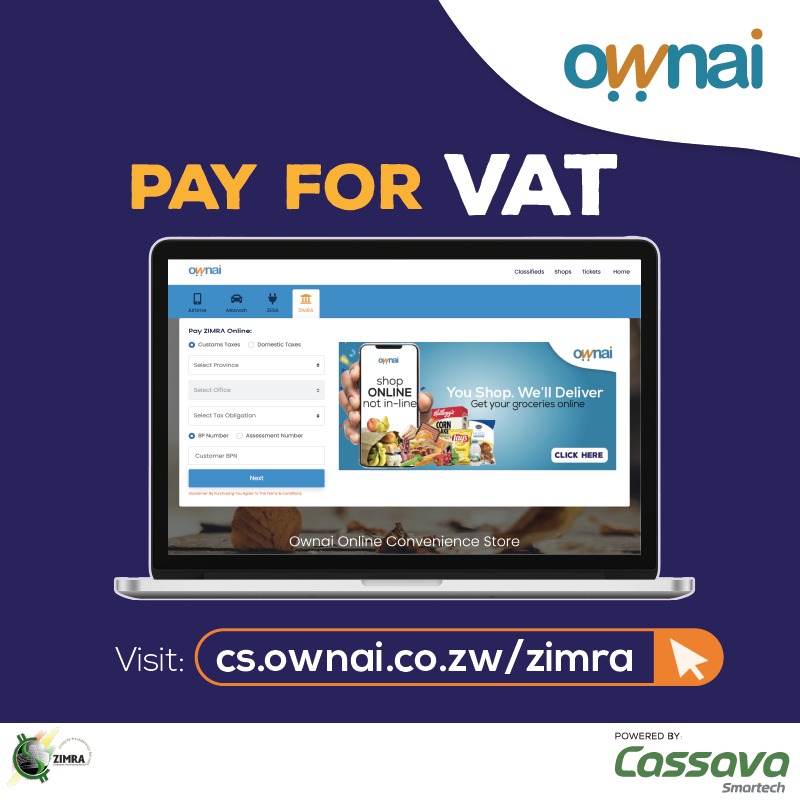 ownaizimbabwe's tweet photo. Great News!
You can now pay your taxes and other ZIMRA Obligations online on the Ownai Convenience Store. Simply click here: https://t.co/cL8TBzsRPw

#Ownai #PayLikeABoss https://t.co/JDYqD0e5Px