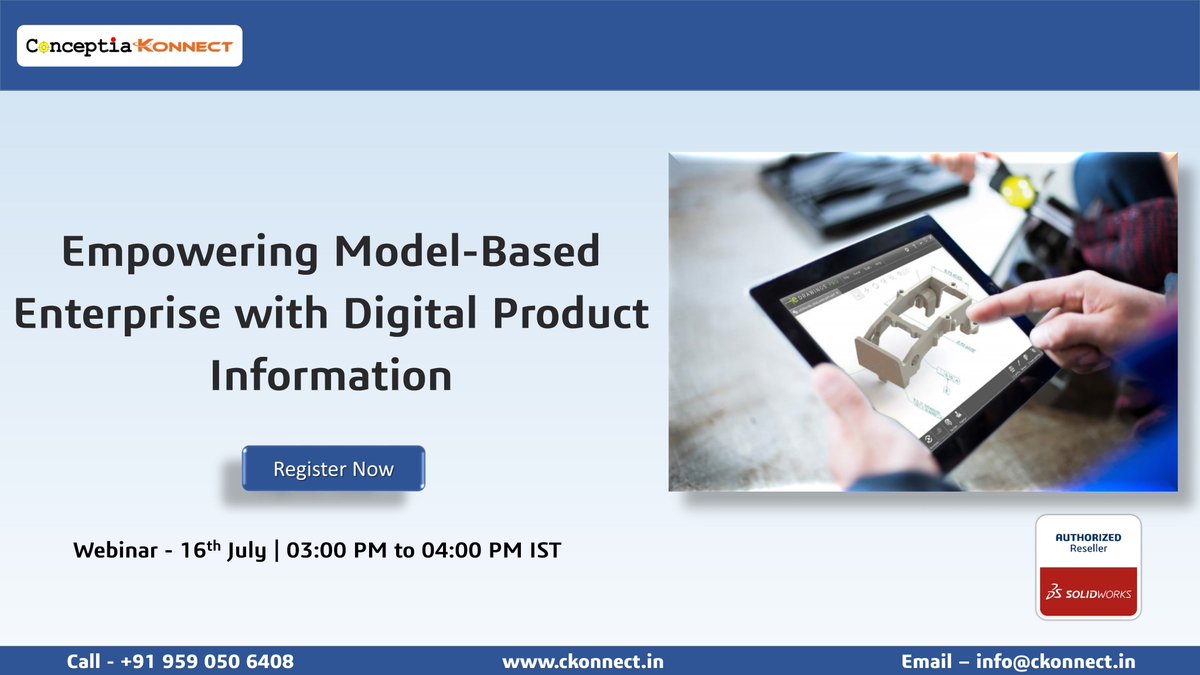 CK_SolidWorks's tweet image. Register now for the webinar on "Empowering Model-Based Enterprise with Digital Product Information" 

Scheduled on 16th July 2020 at 3.00 PM.

Register now - bit.ly/2CfZye2 

Visit Us - ckonnect.in

#MODELBASEDENTERPRISE #SOLIDWORKS