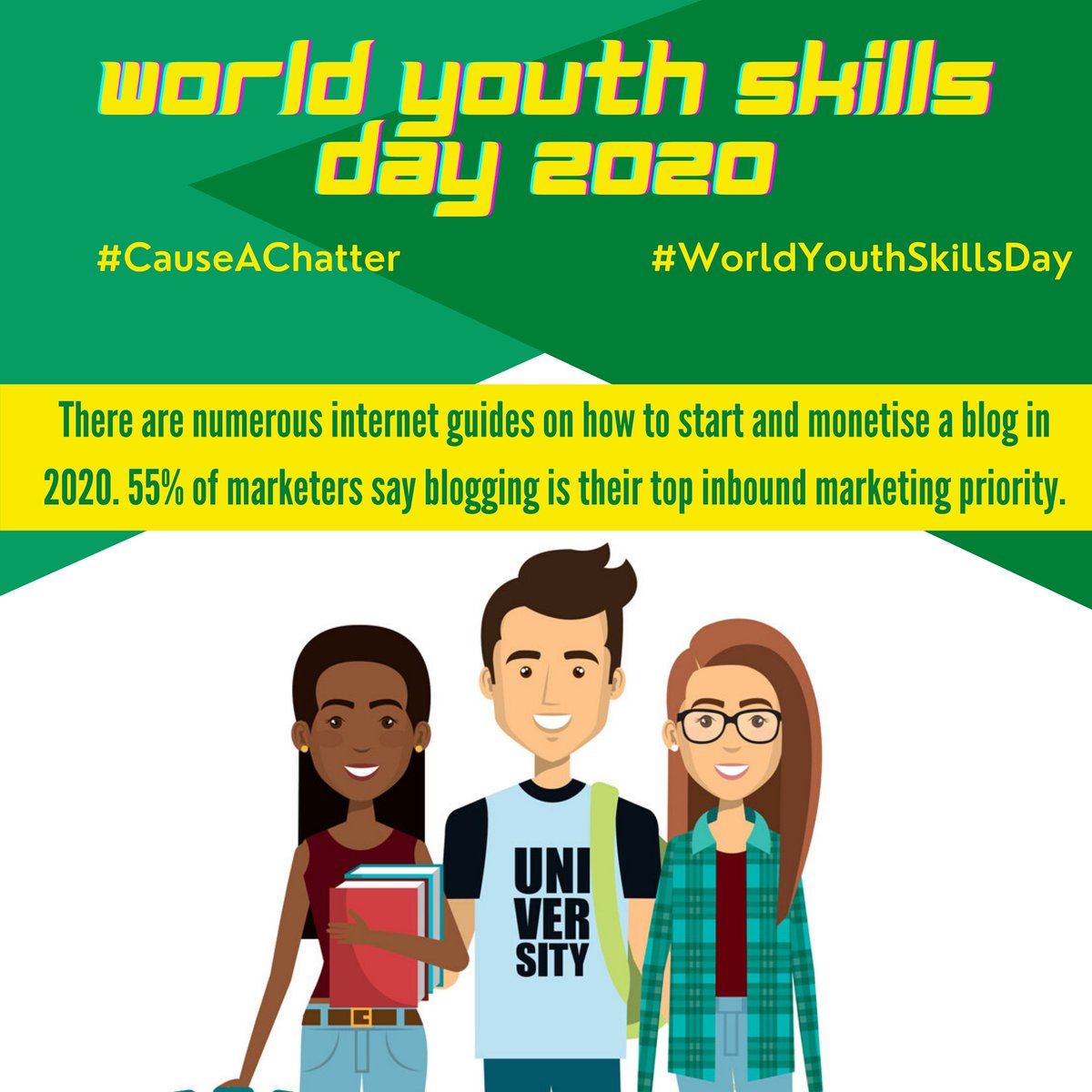 Blogging and content creation has found new aspirational value. The tool of blogging can be used to reach audiences far and wide and talk about important issues. It is not just a hobby anymore and more youth is taking it up as a career.  #WorldYouthSkillsDay  #CauseAChatter