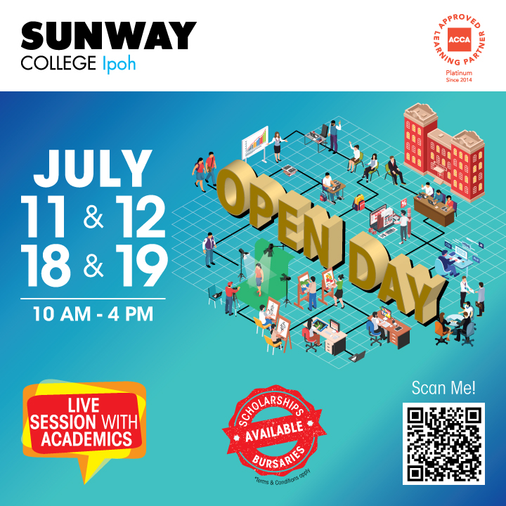 sunwaycol_ipoh's tweet photo. 3 more days! Inviting all SPM/O-Level students & parents. Discover your potential. Pathway to a Brighter Future.
Register here at https://t.co/3wPPTRyYcM
#SunwayCollegeIpoh #OpenDay #ProfessionalAccounting #PreUniversity #Diploma #Certificate #2020Intakes #July #August https://t.co/hQh2Q10oiN