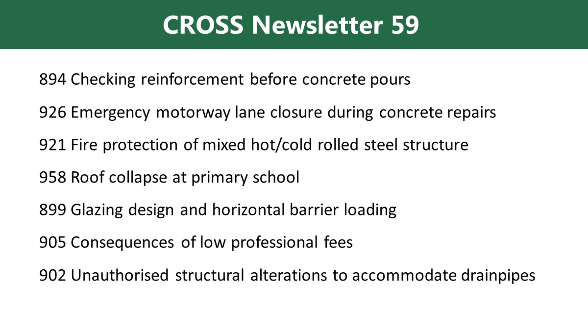 cross_safety's tweet photo. CROSS Newsletter 59 has been published: https://t.co/XowijbFWm9
Please share it with your network
#confidentialreporting #structures #safety #engineering #structuralengineering #sharinglessonslearned #structuralsafety #workright https://t.co/yaLcSKn1L1