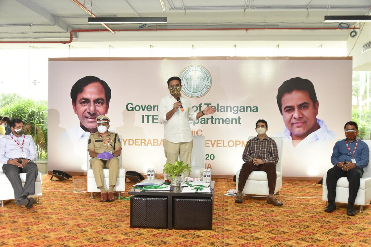 MinisterKTR's tweet photo. IT and Industries Minister @KTRTRS spoke at the Hyderabad GRID (Growth In Dispersion) Development program in Uppal. Prl Secy @jayesh_ranjan, @tsiic_vcmd Narasimha Reddy, @RachakondaCop Mahesh Bhagwat and @md_hmrl NVS Reddy were present. https://t.co/IKCFZOh4nG