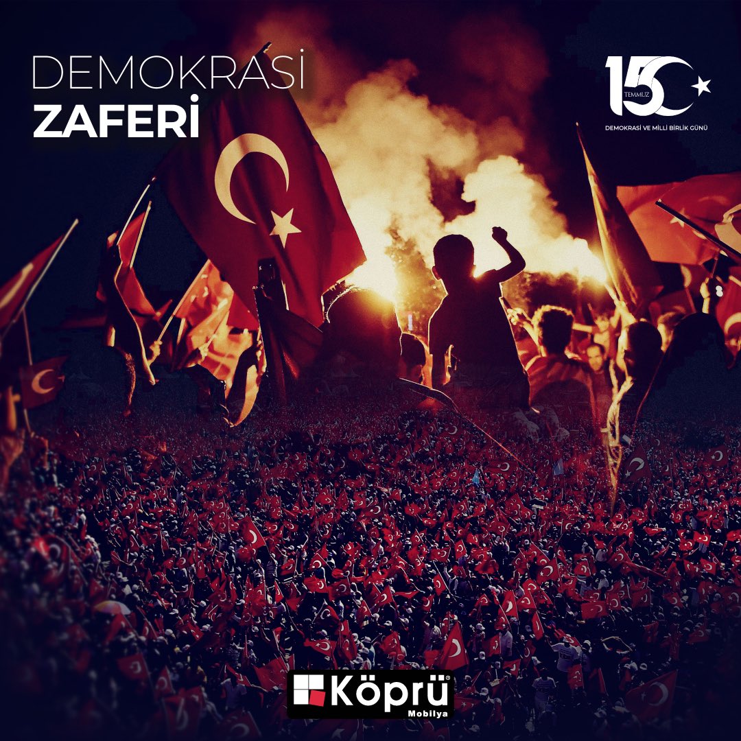 koprumobilya's tweet photo. 15 Temmuz Demokrasi şehitlerimizi ve gazilerimizi minnetle anıyoruz.
.
#KöprüMobilya #15Temmuz https://t.co/sHNZVE6jO6