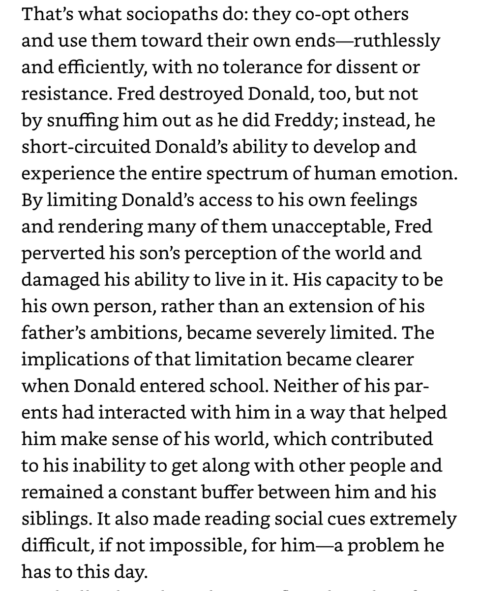 7/ Fred “co-opted” Donald and short-circuited his development Donald and Fred formed a team: Fred did the managing while Donald manipulated the media, ruled the tabloids, and told mesmerizing lies.His father encouraged his worst impulses.