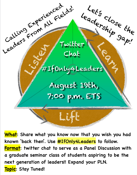 _bcpreston's tweet photo. The next #IfOnly4Leaders twitter chat will take place in one month! Aug 19th 7:00 ETS, &amp; every 3rd Wednesday after that!!! Thanks for opening up, being vulnerable, asking questions, sharing experiences! That’s how we close the #LeadershipGap!! Thank you and good night!!! https://t.co/VLqNGzIv5Q