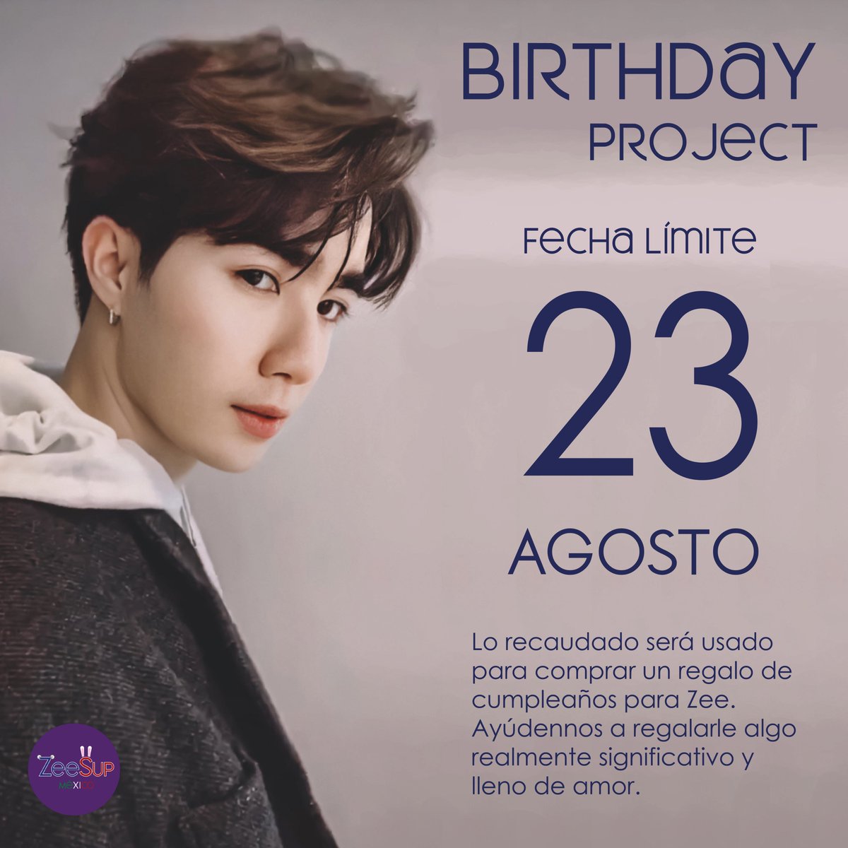 ZeeSupMexico's tweet photo. 🚨 [ PROYECTO ] 🚨

Como saben se aproxima el cumpleaños de Zee y por tal motivo ZeeSup México quiere mandarle un obsequio. Sabemos que no estamos en la mejor situación pero queremos darle aunque sea un pequeño detalle. 

#ZeeSupMX #ZeePruk #ZunShine https://t.co/zeICVUpeVM
