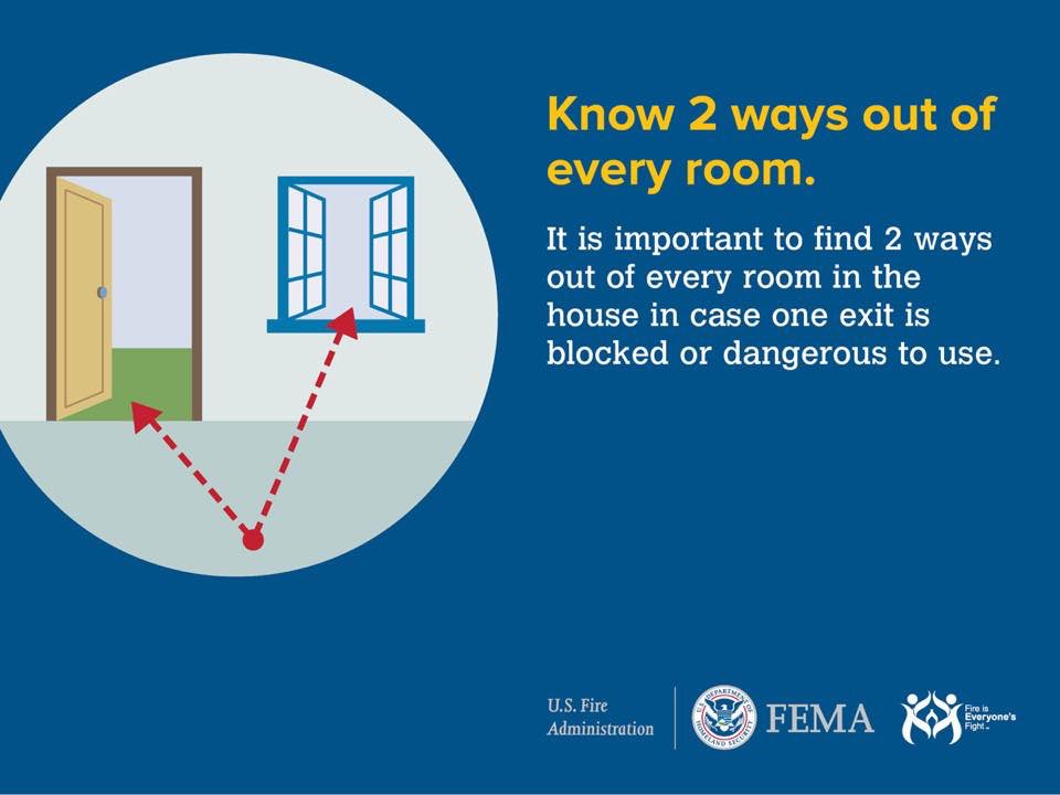 LCFPD1's tweet photo. In the event of a fire, every second counts! Do you know 2 ways out?  #KnowTwoWaysOut https://t.co/XgrrbYLyfn