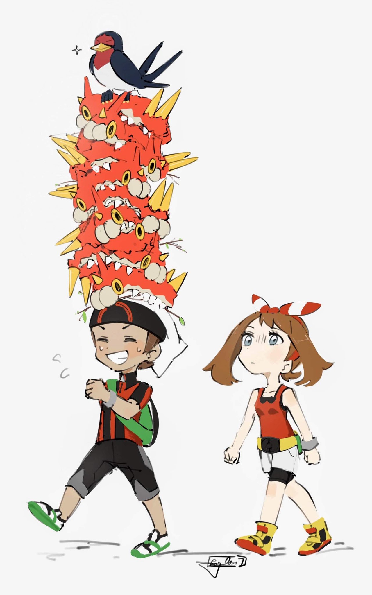 Brendan x May) tower of Wurmple. @hazel0217. 