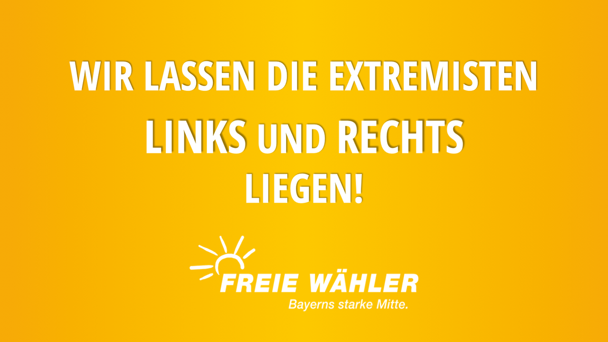 fw_bayern's tweet photo. Nur WIR machen Politik der Mitte‼️💪

#ParteiDerMitte #AnpackenFürBayern #FREIEWÄHLER https://t.co/3ZB0rZjNL5