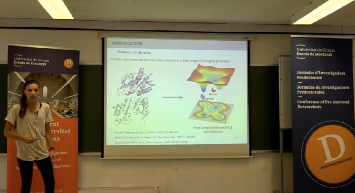 Jornades Predoctorals UdG (@jodoc_udg) on Twitter photo La investigadora <a href="/ccalvotusell/">Carla Calvó-Tusell</a> (<a href="/CompBioLab_IQCC/">CompBioLab</a>, <a href="/IQCCUdG/">IQCC UdG</a>, <a href="/QuimicaUdG/">Quimica UdG</a>) ens explica la seva recerca en l'ús de dinàmiques moleculars per estudiar processos enzimàtics d'una durada de mil•lisegons. #JoDoc2020
<a href="/biochem0904/">Miguel Angel Maria Solano</a> <a href="/ferranfeixas/">Ferran Feixas</a> <a href="/silviaosu/">Silvia Osuna</a> La investigadora <a href="/ccalvotusell/">Carla Calvó-Tusell</a> (<a href="/CompBioLab_IQCC/">CompBioLab</a>, <a href="/IQCCUdG/">IQCC UdG</a>, <a href="/QuimicaUdG/">Quimica UdG</a>) ens explica la seva recerca en l'ús de dinàmiques moleculars per estudiar processos enzimàtics d'una durada de mil•lisegons. #JoDoc2020
<a href="/biochem0904/">Miguel Angel Maria Solano</a> <a href="/ferranfeixas/">Ferran Feixas</a> <a href="/silviaosu/">Silvia Osuna</a>