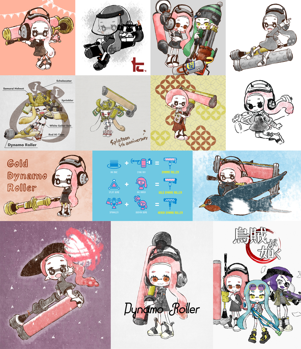 私もしかしてダイナモ描きすぎ…?ということで今まで描いたダイナモの絵をぎゅっっっっっっっっっっっっっっとまとめてみました

1枚目→スプラ1の時の
2枚目→スプラ2の時の
3枚目→差し上げたもの
4枚目→サーモンランの 