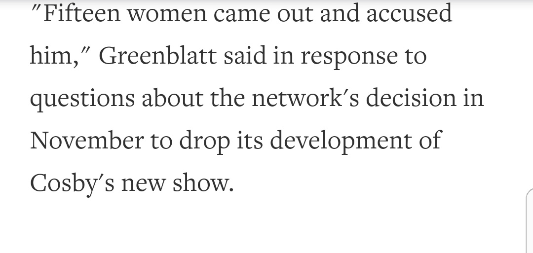 15.Or 15 women who had come forward by the time the NBC had made their official stance in Jan 2015.Was the Liverpool chairman Werner trying to recoup what appeared to be a loss of potential earnings?