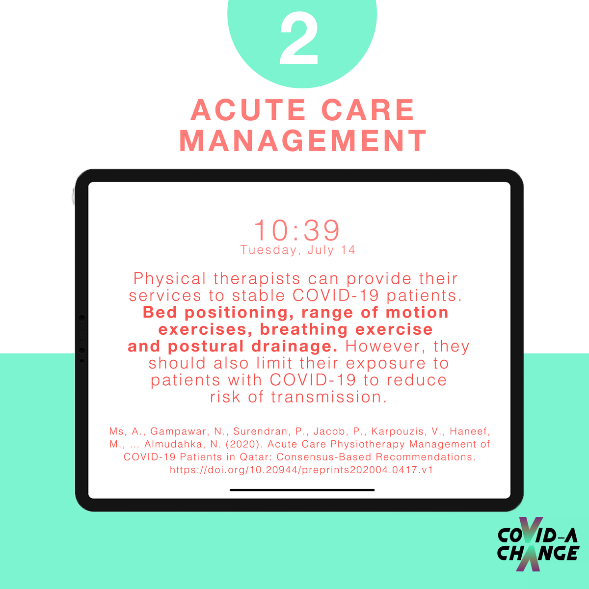 covidachange's tweet photo. “We can help too!”

Most people think physical therapists can’t help other health care professionals when it comes to COVID-19. However, physical therapists don’t just rely on face-to-face sessions to provide therapy!

#CoVIDAChange
#GoBeTheChange https://t.co/jaKKooMGnp