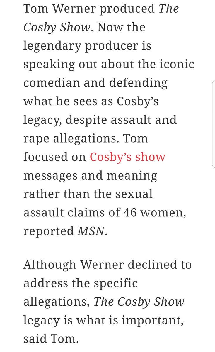 18.By that August and "Werner's defence" 46 women had came forward to accuse Bill Cosby on a number of accounts.