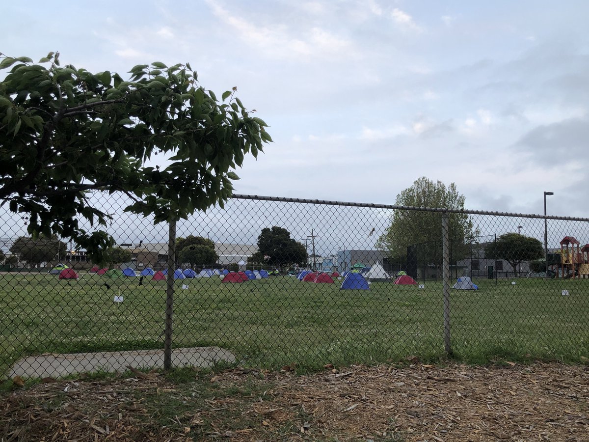 On the other side of town in Bayview Hunters Point, home to 35K people, 88% minority, predominantly black, and more children under 12 than any neighborhood in the city, there is one tiny Slow Street and one of their central playgrounds is a safe sleeping site. Kids are trapped3/