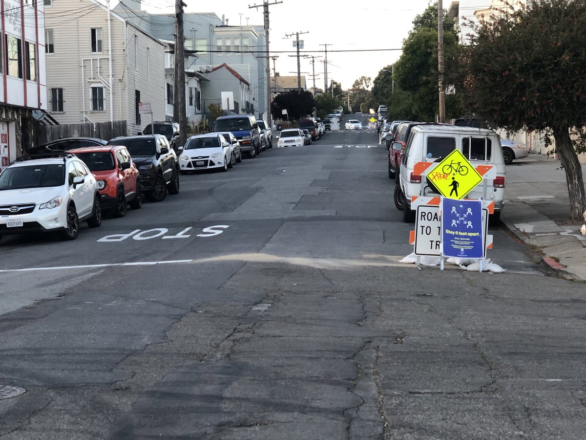 On the other side of town in Bayview Hunters Point, home to 35K people, 88% minority, predominantly black, and more children under 12 than any neighborhood in the city, there is one tiny Slow Street and one of their central playgrounds is a safe sleeping site. Kids are trapped3/