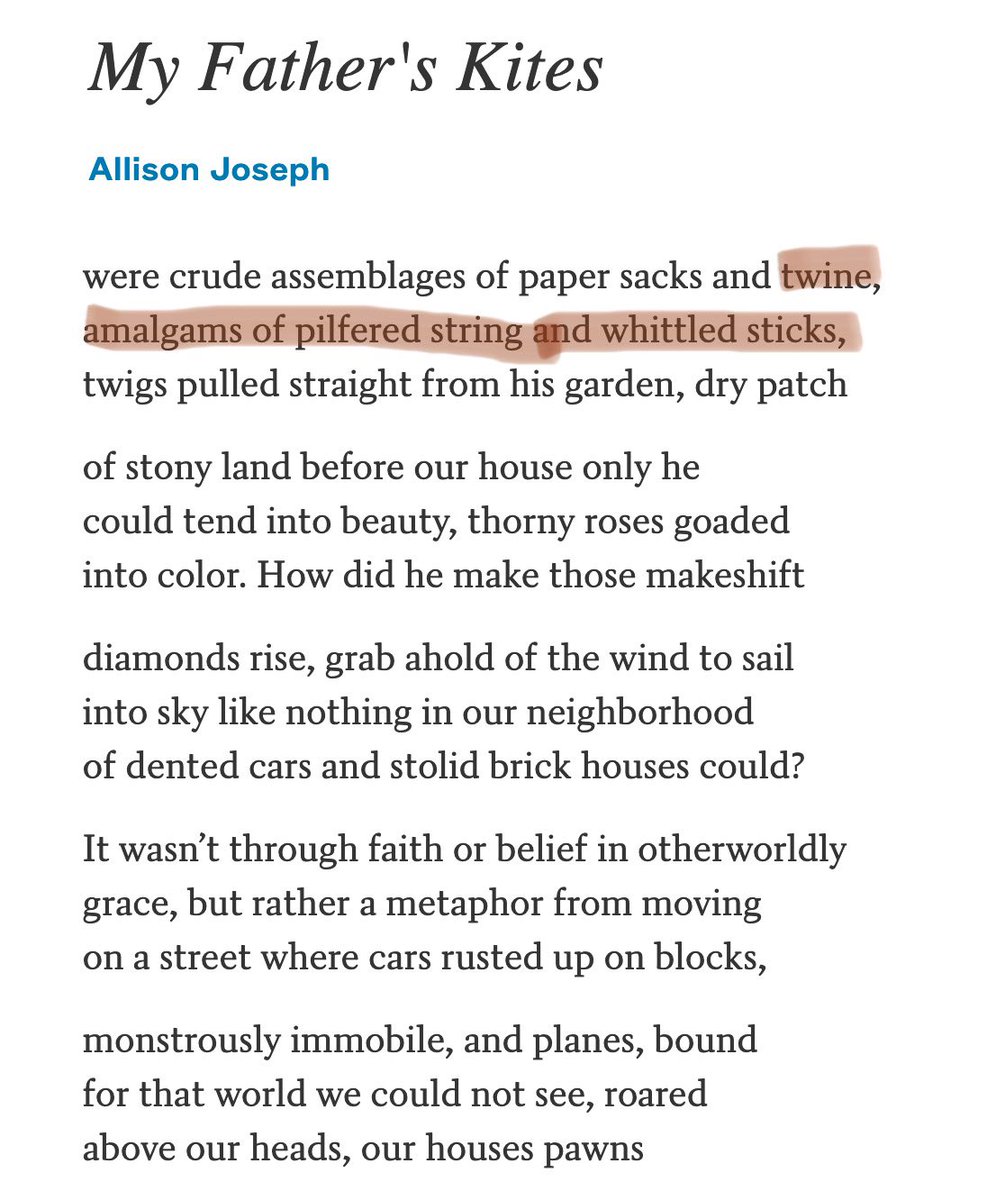 a father’s love expressed through the strings of a homemade kite(perhaps the necessary obverse of “love’s austere and lonely offices,” as robert hayden put it?)