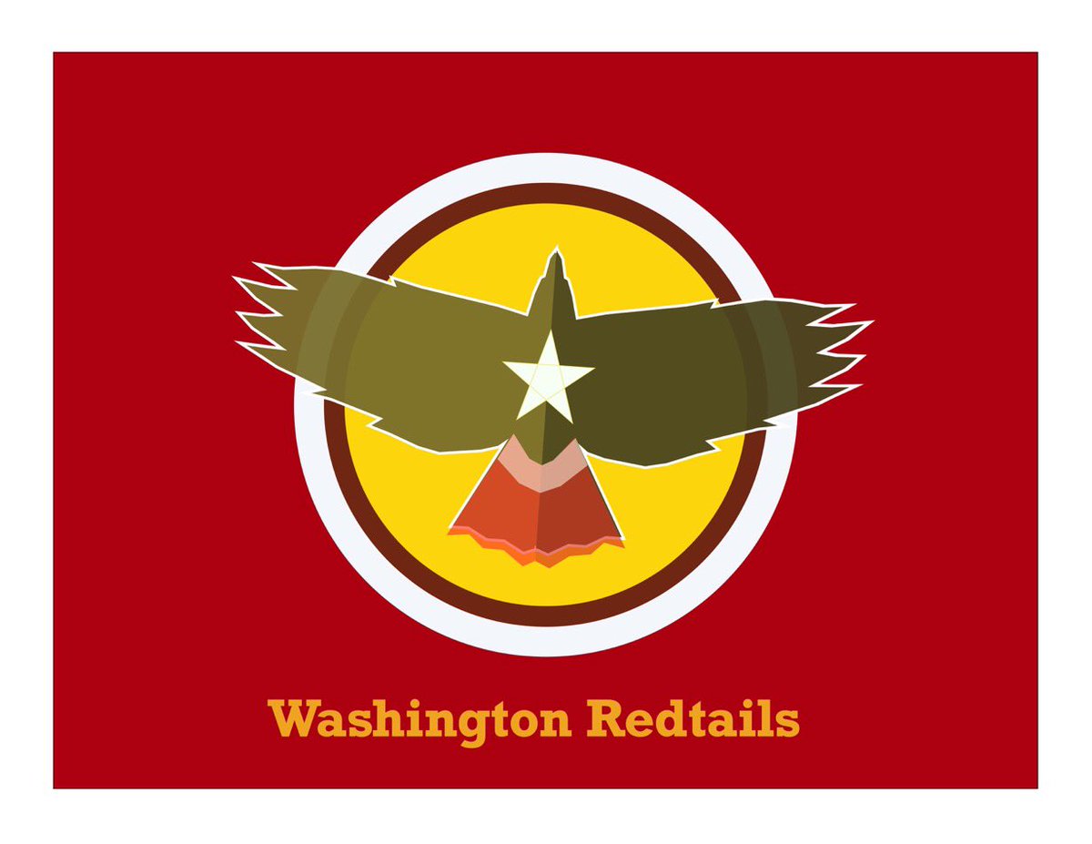 MarkBroyles16's tweet photo. @simongloom @Redskins Not sure I agree. I think something more like this is less busy and makes more connections- with a retailed hawk silhouette that suggests pilots wings badge and aircraft markings, as well as a critter native to the Potomac watershed. https://t.co/uBXlCF9rII