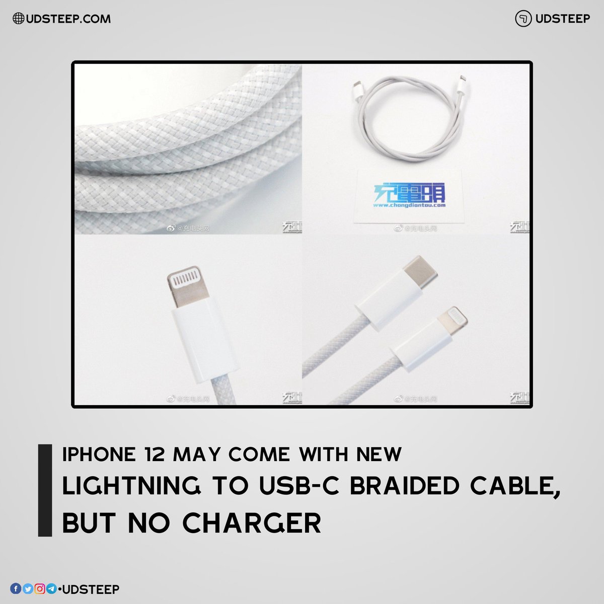 udsteep's tweet photo. Lightning to USB-C!

Including braided cables in the box, will definitely increase the lifespan of cables! 

#Apple #iPhone12 #iPhone12Pro #iPhone12Max #iPhone12ProMax #USBC #LightningCable #Braidedcable #BraidedCables #Charger #UDSTEEP https://t.co/w5GgHp0kDL