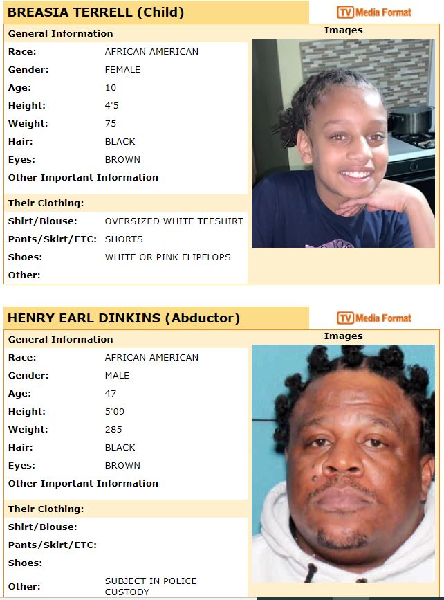 CourtSpinelliTV's tweet photo. #BREAKING: as 12:41 a.m. the State of Iowa's #AmberAlert website lists missing Davenport 10-year-old #BreasiaTerrell, reported missing Friday, July 10. Dinkins is in custody, and a person of interest in Terrell's disappearance, according to police. #KWQC #Missing #MissingChild https://t.co/Au1IutTcwY