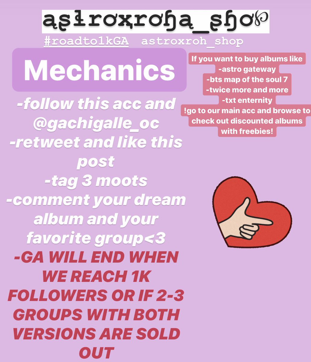 astroxroha_shop's tweet photo. ąʂɬrơҳrơɧą_ʂɧơ℘|| #GIVEAWAY 

+mechanics will be posted below
+accounts to follow @astroxroha_shop  @gachigalle_oc 
+GA WILL END when we reach 1k followers OR if 2 groups with both versions are sold out <3 
#kpop #GIVEAWAY #ASTRO #BTS #TWICE #TXT #astroxroha_updates https://t.co/WfA6v9y66g