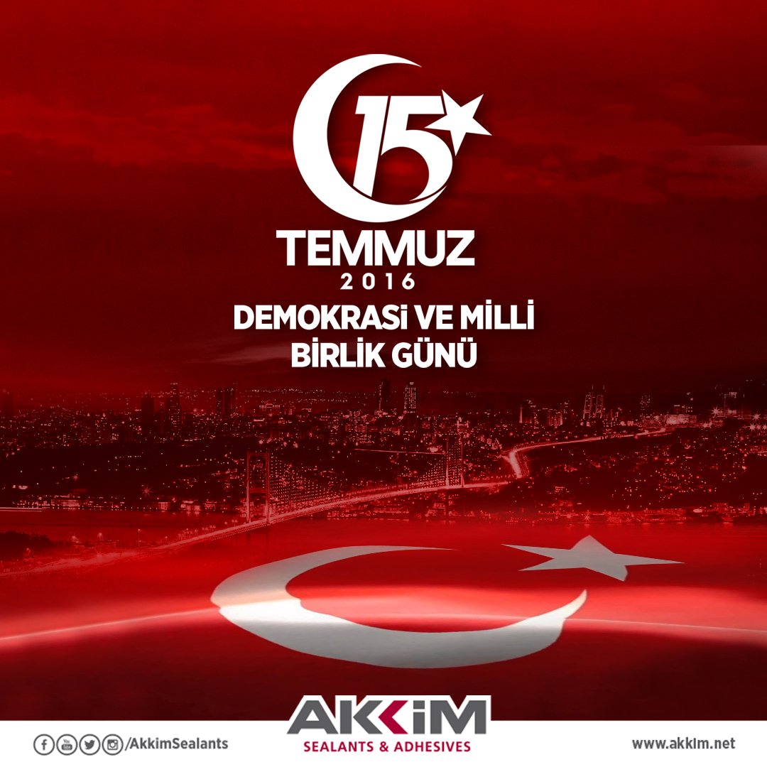 #15Temmuz Demokrasi ve Milli Birlik Gününde tüm şehitlerimizi ve gazilerimizi saygıyla anıyoruz. 
#akkim #akkimsealants #15temmuz #demokrasivemillibirlikgünü