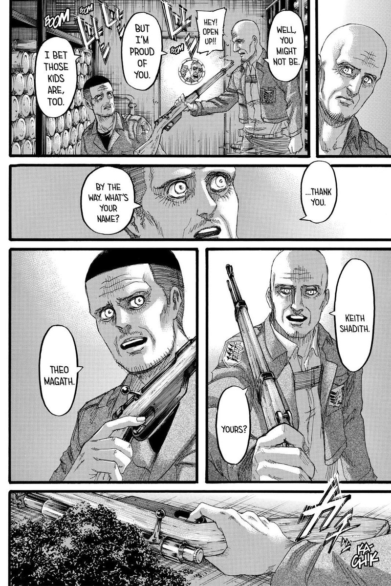 ladolcevolk's tweet photo. #AttackonTitan129
.
.
.
.
.
.
.
.
.
.
.
.

These two dying together was awesome. Shadis gets to be “special” and renowned as a hero in the future, finally paying back all the deaths he presided over as commander. And Magath makes up for everything he put the warrior kids through. https://t.co/d1poRMLQMX
