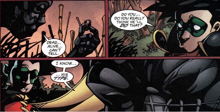 They get back on the case, and you just gotta love the expressions artist Damion Scott put in this issue. Even though Cass's face is covered, damn is she so expressive. As well again Tim's scared by both Cass's "Batman impersonation" and the criminals will kill the hostage.