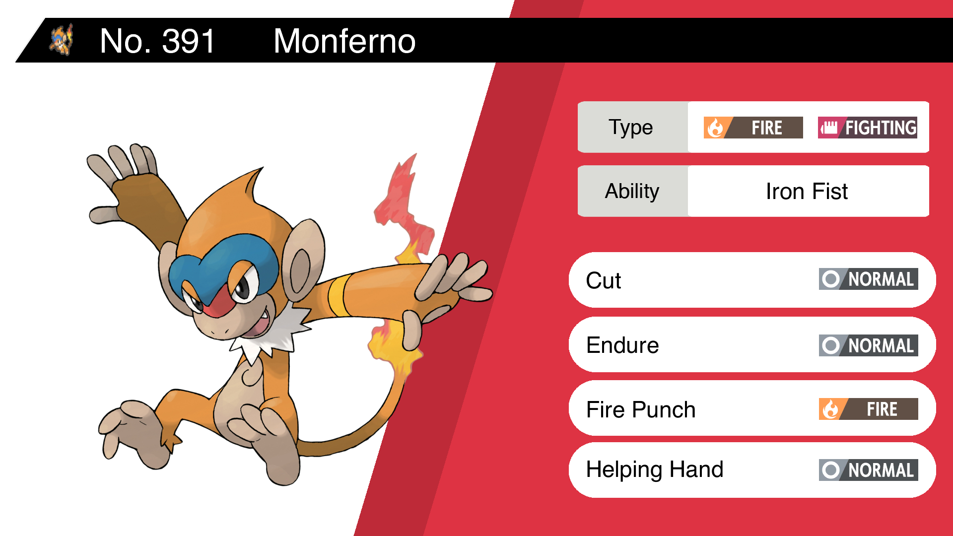 Random Pokemon Bot on X: Monferno Ability: Iron Fist Moves: Cut